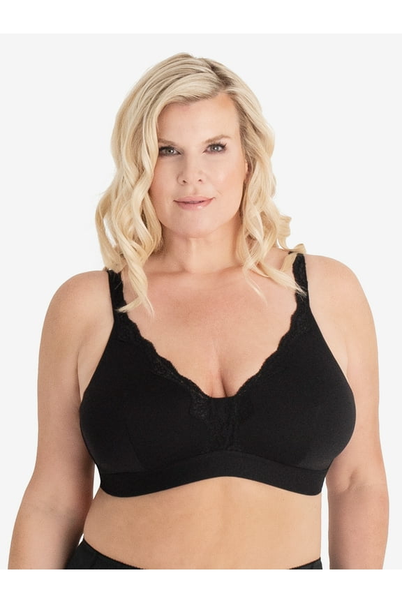 , The Lucille, Lace Trim Bralette, Wireless Support, Comfort Bra, Smoothing Sides and Back, Soft Microfiber Fabric (Women's & Women's Plus)