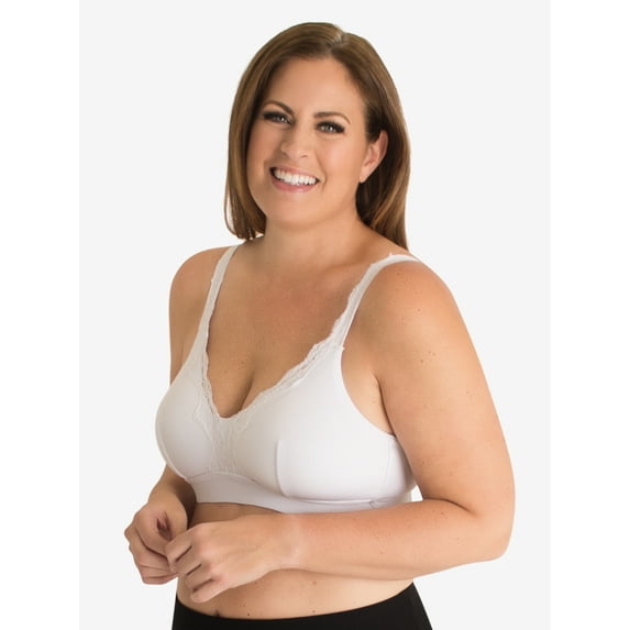 Leading Lady, The Lucille, Lace Trim Bralette, Wireless Support, Comfort Bra, Smoothing Sides and Back, Soft Microfiber Fabric (Women's & Women's Plus)