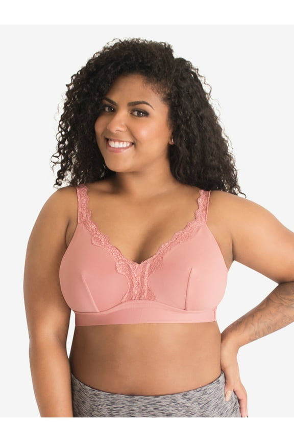 , The Lucille, Lace Trim Bralette, Wireless Support, Comfort Bra, Smoothing Sides and Back, Soft Microfiber Fabric (Women's & Women's Plus)