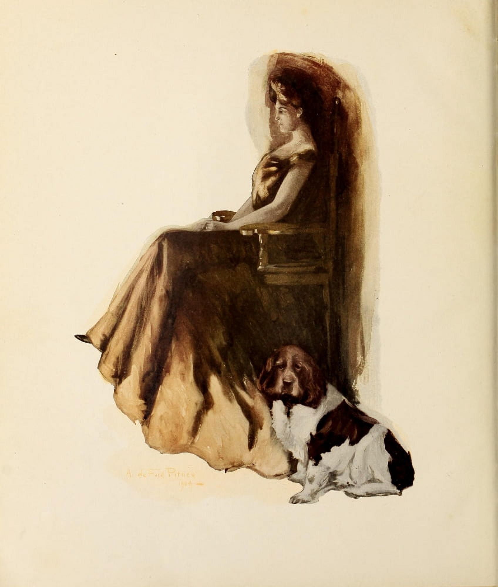 The Lucky Bag 1905 Lady & Dog Canvas Art - A Deford Pitney (18 x 24)