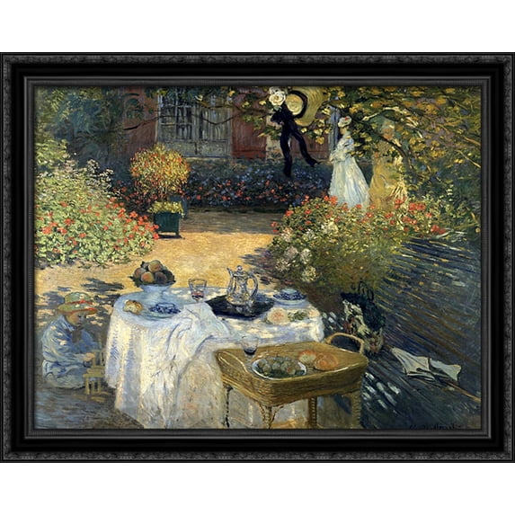 The Luncheon 34x28 Large Black Ornate Wood Framed Canvas Art by Claude Monet