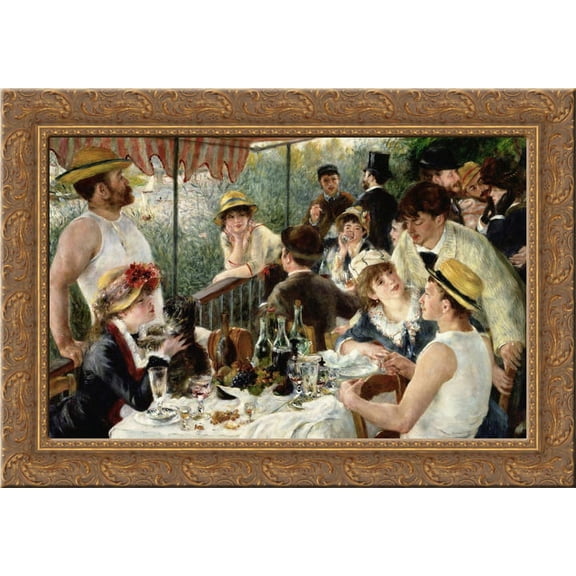 The Luncheon of the Boating Party 24x19 Gold Ornate Wood Framed Canvas Art by Renoir, Pierre Auguste