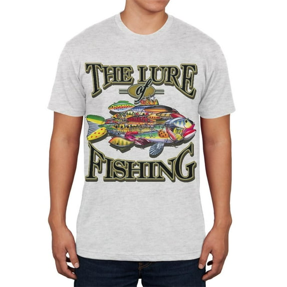 The Lures of Fishing Mens Soft T Shirt Heather White 2XL