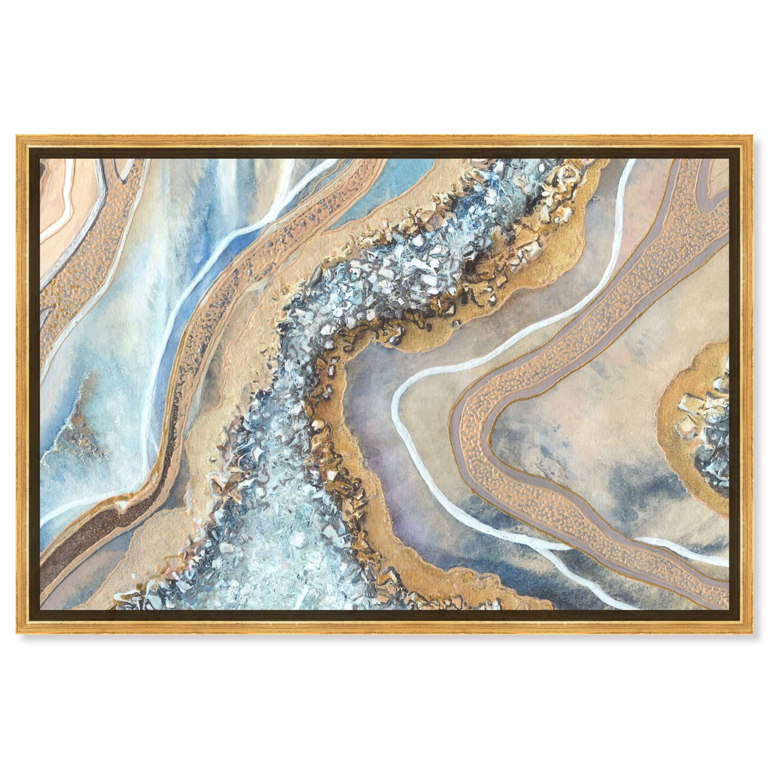 Luxurious Gold Framed Abstract Geode Canvas Wall Art, 16 x 11