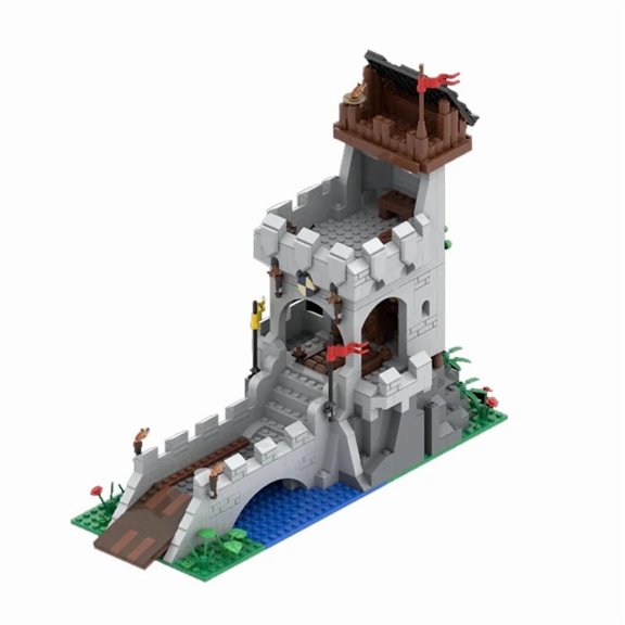 The MOC building block toy Medieval Lion Knight Castle model is a Christmas gift for all architecture enthusiasts