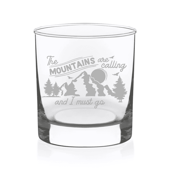 C&M Personal Gifts 11 oz The Mountains Are Calling and I Must Go Etched Whiskey Rocks Glass