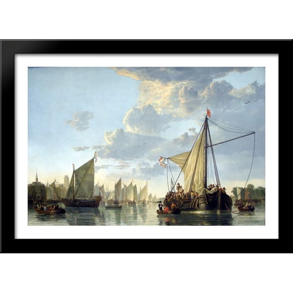 The Maas at Dordrecht 40x28 Large Black Wood Framed Print Art by Aelbert Cuyp