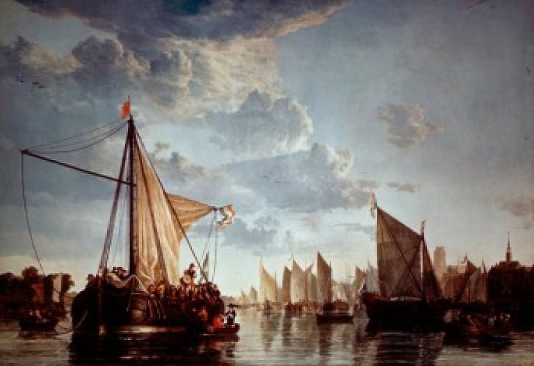 The Maas at Dordrecht by Aelbert Cuyp (1620-1691) Canvas Art - Aelbert Cuyp (18 x 24)