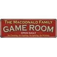 thumbnail image 1 of The Macdonald Family Gift Red Game Room Metal 6x18 Sign 206180038960, 1 of 1