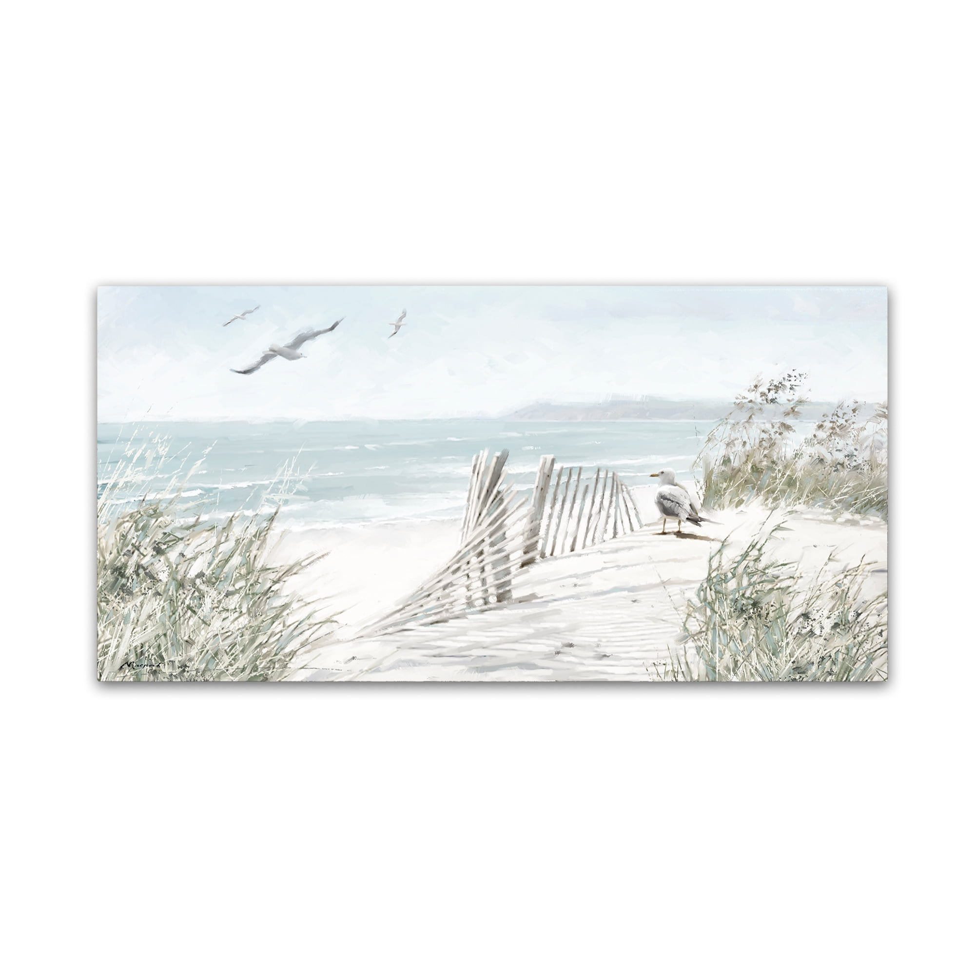 Seagulls Over Coastal Dunes Canvas Print for Nursery