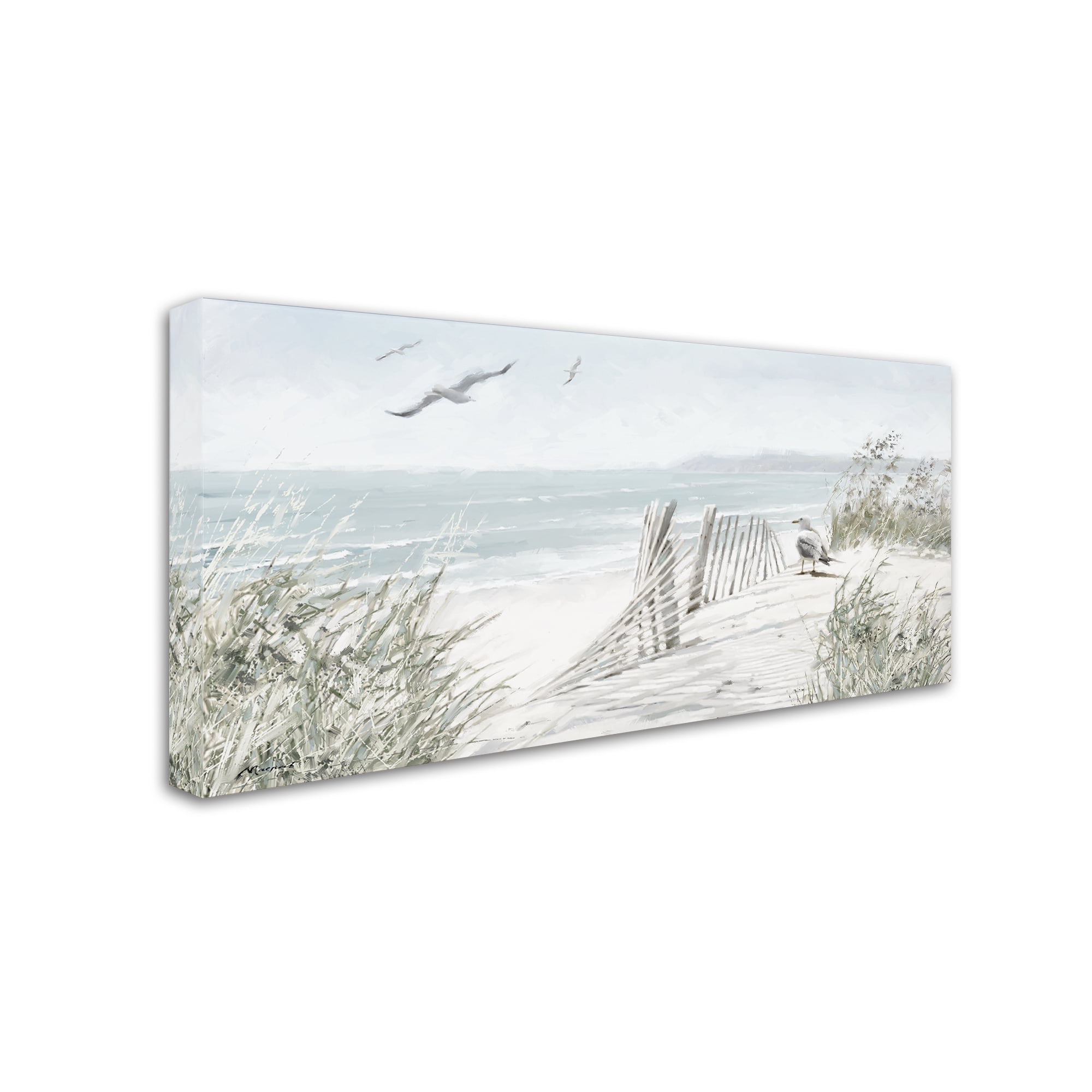 Seagulls Over Coastal Dunes Canvas Print for Nursery