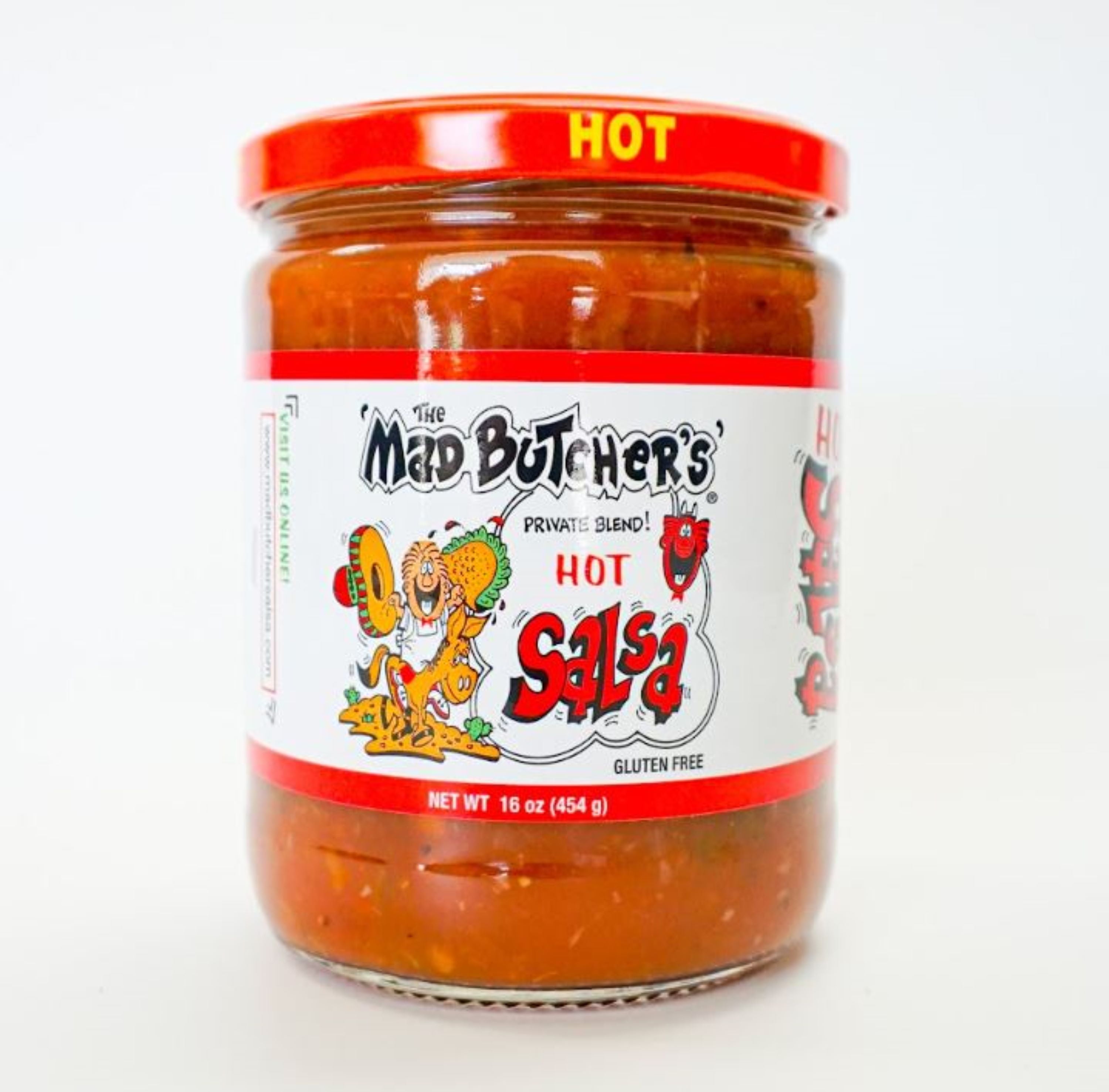 The Mad Butcher's Private Blend Hot Salsa, Gluten Free, Shelf-Stable, 16 oz Jar