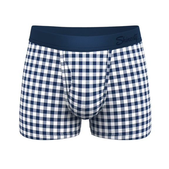 The Mad For Plaid - Shinesty Navy Gingham Ball Hammock Pouch Trunks Underwear  Medium