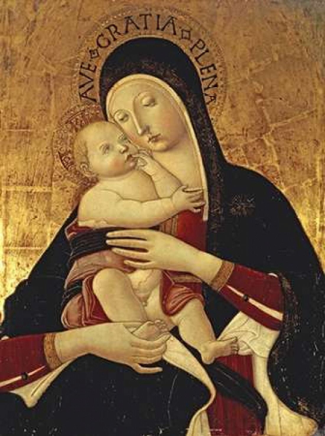 The Madonna and Child Canvas Art - Benvenuto Di Giovanni (18 x 24)