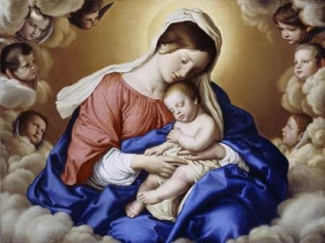 The Madonna and Child In Glory With Cherubs Canvas Art - Giovanni Battista Salvi (18 x 24)