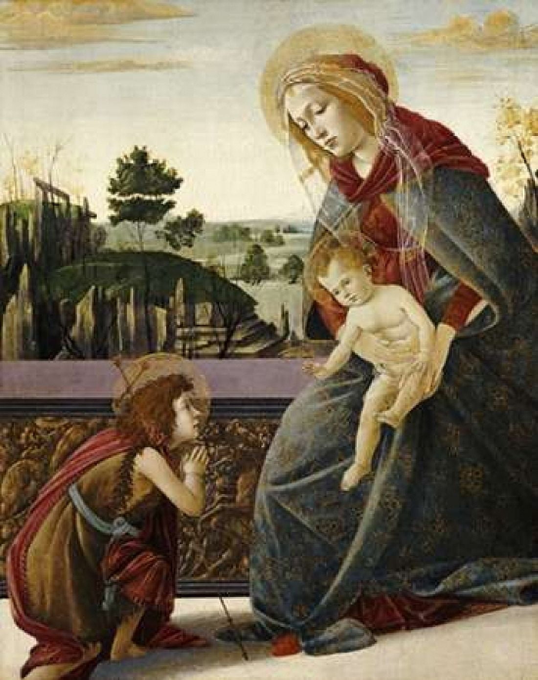 The Madonna and Child With The Young Saint John The Baptist Canvas Art - Sandro Botticelli (22 x 28)