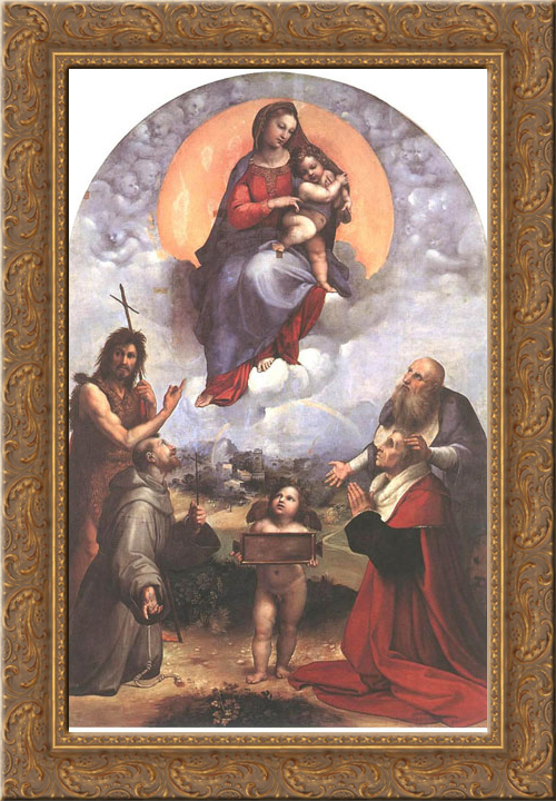 The Madonna of Foligno 19x24 Gold Ornate Wood Framed Canvas Art by ...