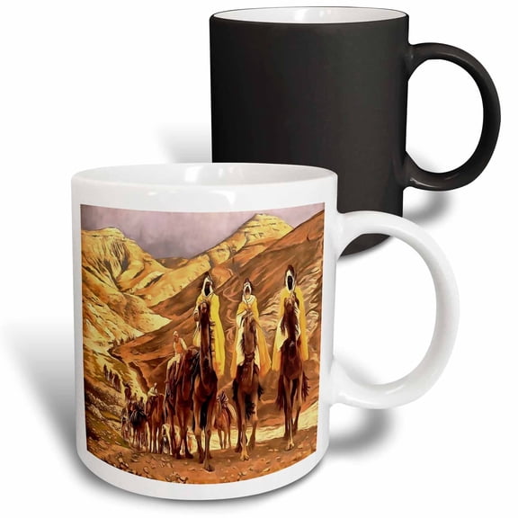 3drose, the Magi Homage to Tissot and Painting of Three Kings on Camels, 11oz Magic Transforming Mug