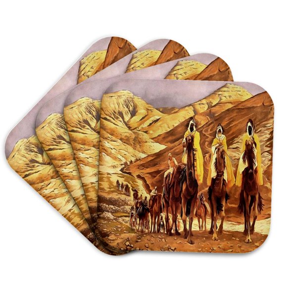 3drose, the Magi Homage to Tissot and Painting of Three Kings on Camels, Set of 4 Coasters - Soft