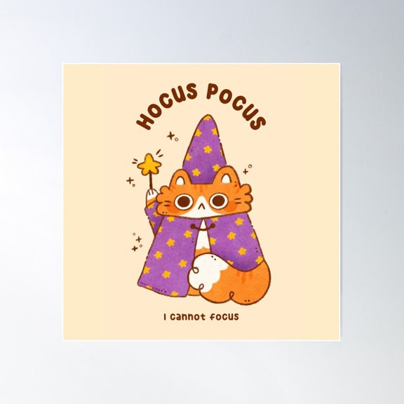 The Magic Cat - Hocus Pocus Poster Wall Art, Modern Wall Decor For Living Room Bedroom, 30x30 UNFRAMED