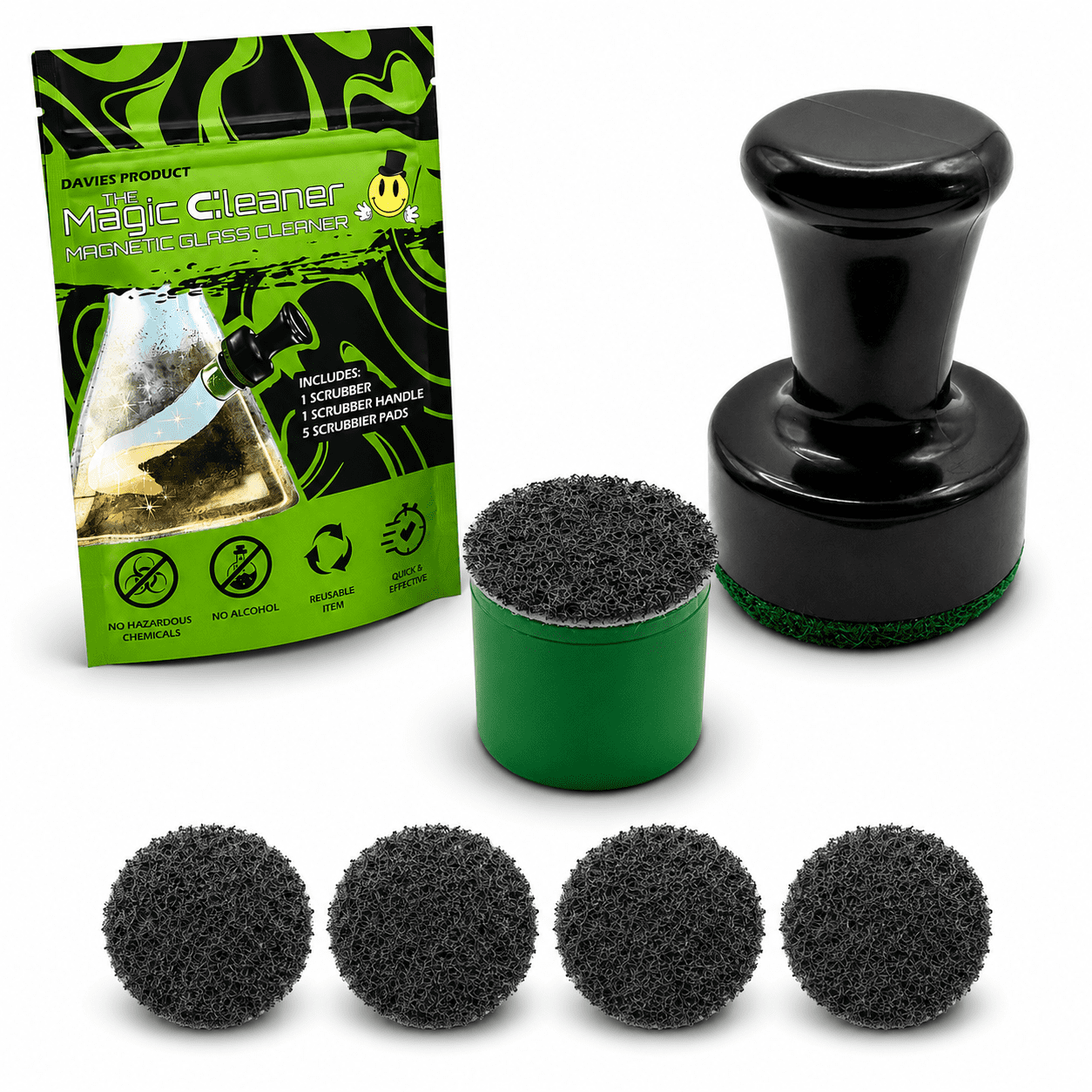 The Magic Cleaner - The Reusable, Non-Toxic, Magnetic Glass Cleaner For Water Pipes, Windows, Aquariums, Vases, Bowls