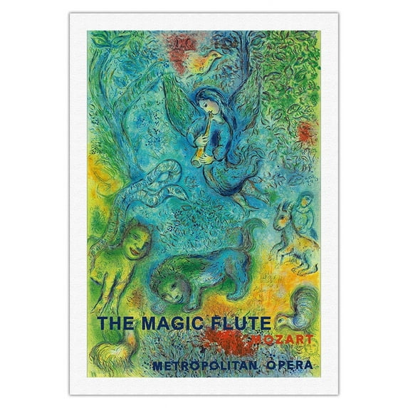 The Magic Flute - Mozart - Metropolitan Opera - Vintage Opera Poster by Marc Chagall c.1966 - Fine Art Rolled Canvas Print 27in x 40in