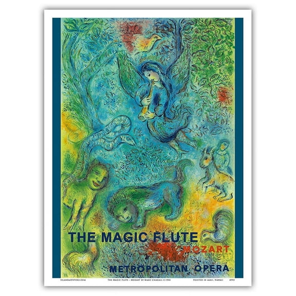 The Magic Flute - Mozart - Metropolitan Opera - Vintage Opera Poster by Marc Chagall c.1966 - Master Art Print (Unframed) 9in x 12in