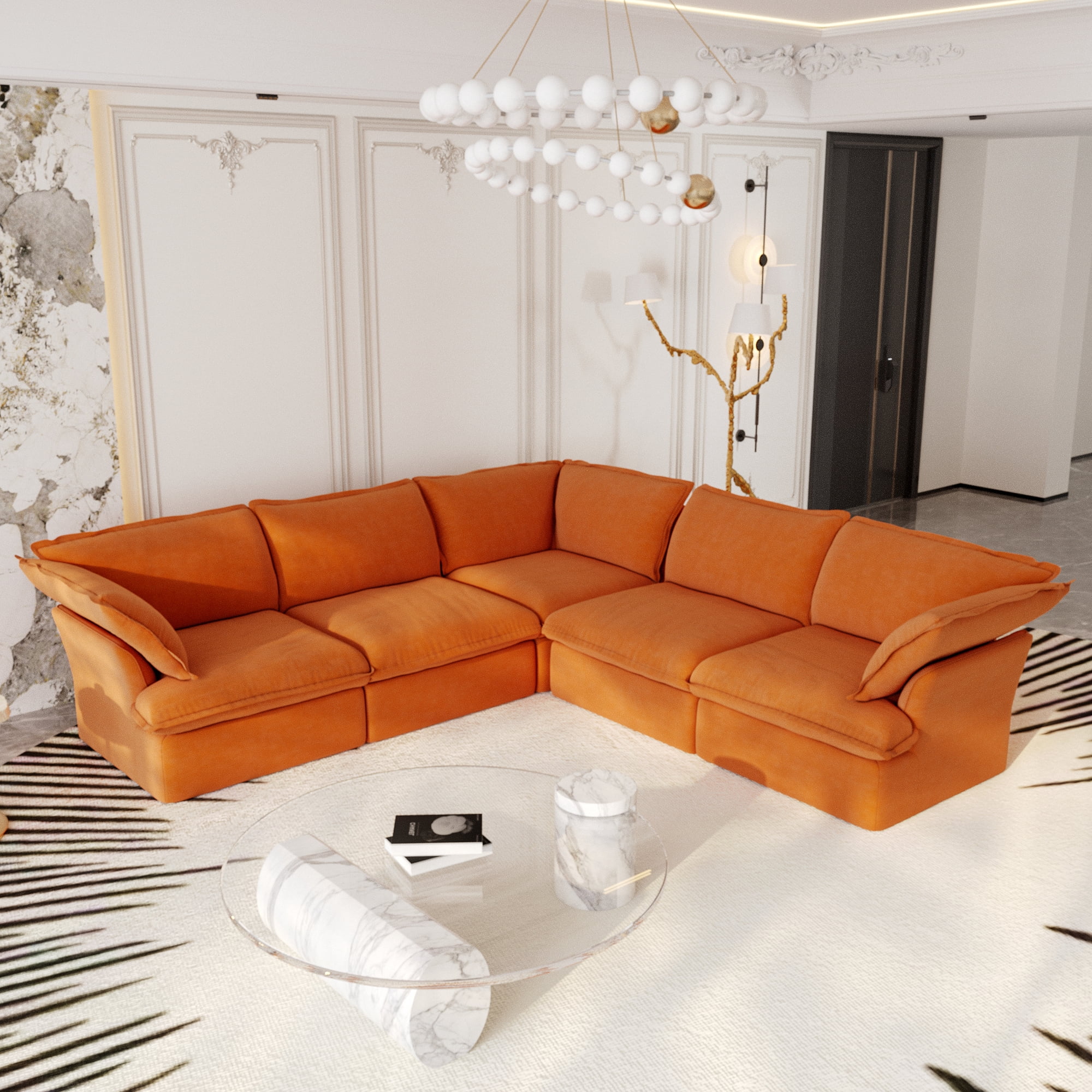 The Magic Home 122" Modular Sectional Sofa with Corner Seat, Modern