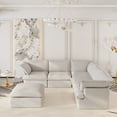 thumbnail image 1 of The Magic Home 122" Modular Sectional Sofa with Movable Ottoman, Modern Cloud Couch with Corner Seat for Living Room, 5-Seat, Beige Sofa, 1 of 14