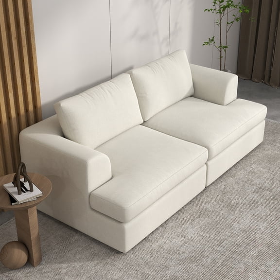 The Magic Home 78" Modern Bouclé Modular Sectional Sofa, Deep Seat Oversized Cloud Couch for Living Room, Beige Couch