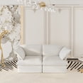thumbnail image 1 of The Magic Home 82" Loveseat Sofa, Modern Hemp Velvet Sectional Sofa Cloud Couch for Living Room, Apartment, Office, 2-Seat, White Sofa, 1 of 13