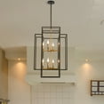 thumbnail image 1 of The Magic Home Industrial 8-Light 2-Tier Lantern Chandelier Black Grey, 1 of 9