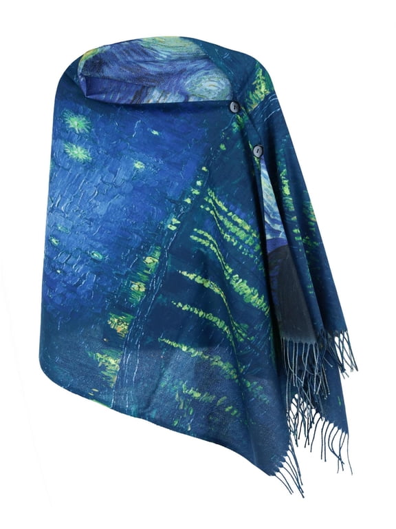 The Magic Scarf Company Reversible Sueded Van Gogh Print Button Shawl (Women)