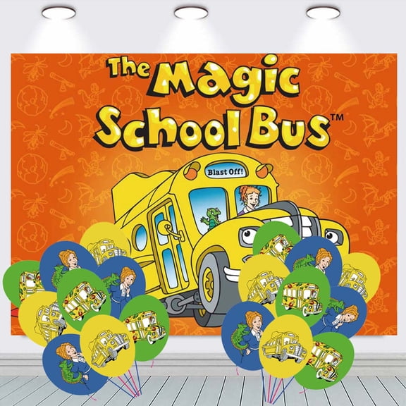 The Magic School Bus Backdrop Balloons Banner Party Decorations Taspestry Wall Decor Background Poster Supplies