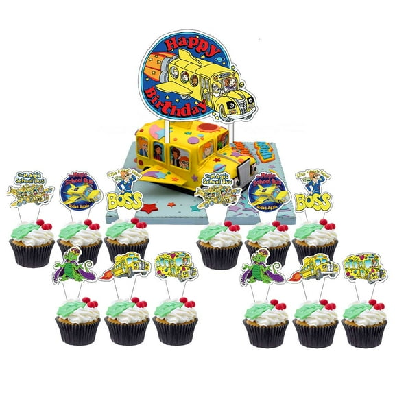 The Magic School Bus Cake Topper CupcakeS Set Birthday Party Supplies Decoration Decor Kit