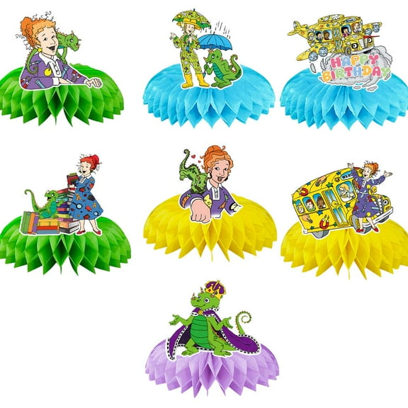 The Magic School Bus Honeycomb Centerpieces Table Toppers Decorations for Birthday Party Decor Supplies