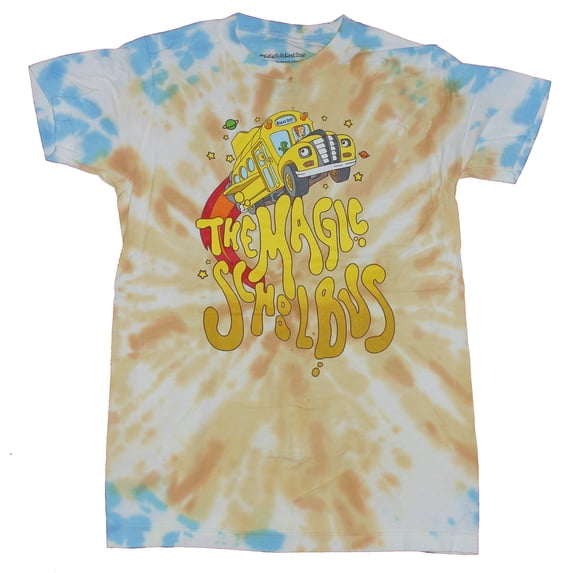 The Magic School Bus Men's Shirt, Classic Printed Cartoon Graphic T-shirt Tie Dye - M