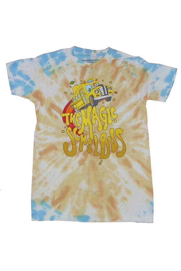 The Magic School Bus Men's Shirt, Classic Printed Cartoon Graphic T-shirt Tie Dye - XS