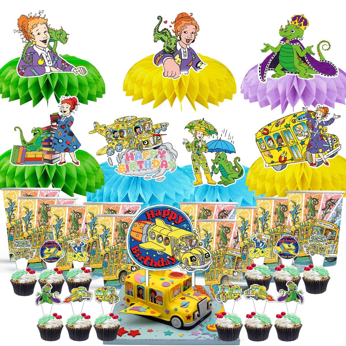 Magic Party Bus The Magic School Bus Party Supplies Decor Cups Fans Decorations ...