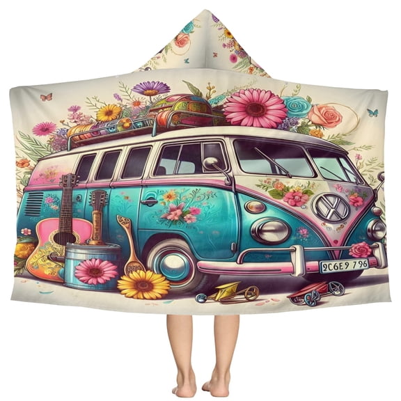The Magic School Bus Pattern Beach Poncho - Microfiber - Towel - Kids Lightweight And Practical Essential For Beach Vacation