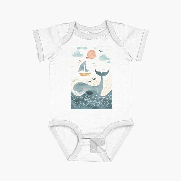The Magic Whale of the Oceans Short Sleeve Baby One-Piece - 338