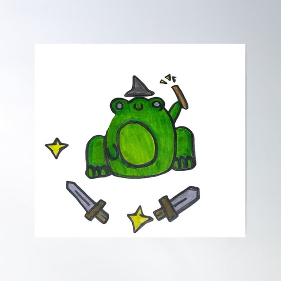 The Magician Frog Transparent Background Poster Wall Art, Modern Wall Decor For Living Room Bedroom, 16x16 UNFRAMED