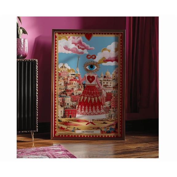 The Magician Tarot Art Print: Mystical Surrealism Wall Art Maximalist Celestial Decor
