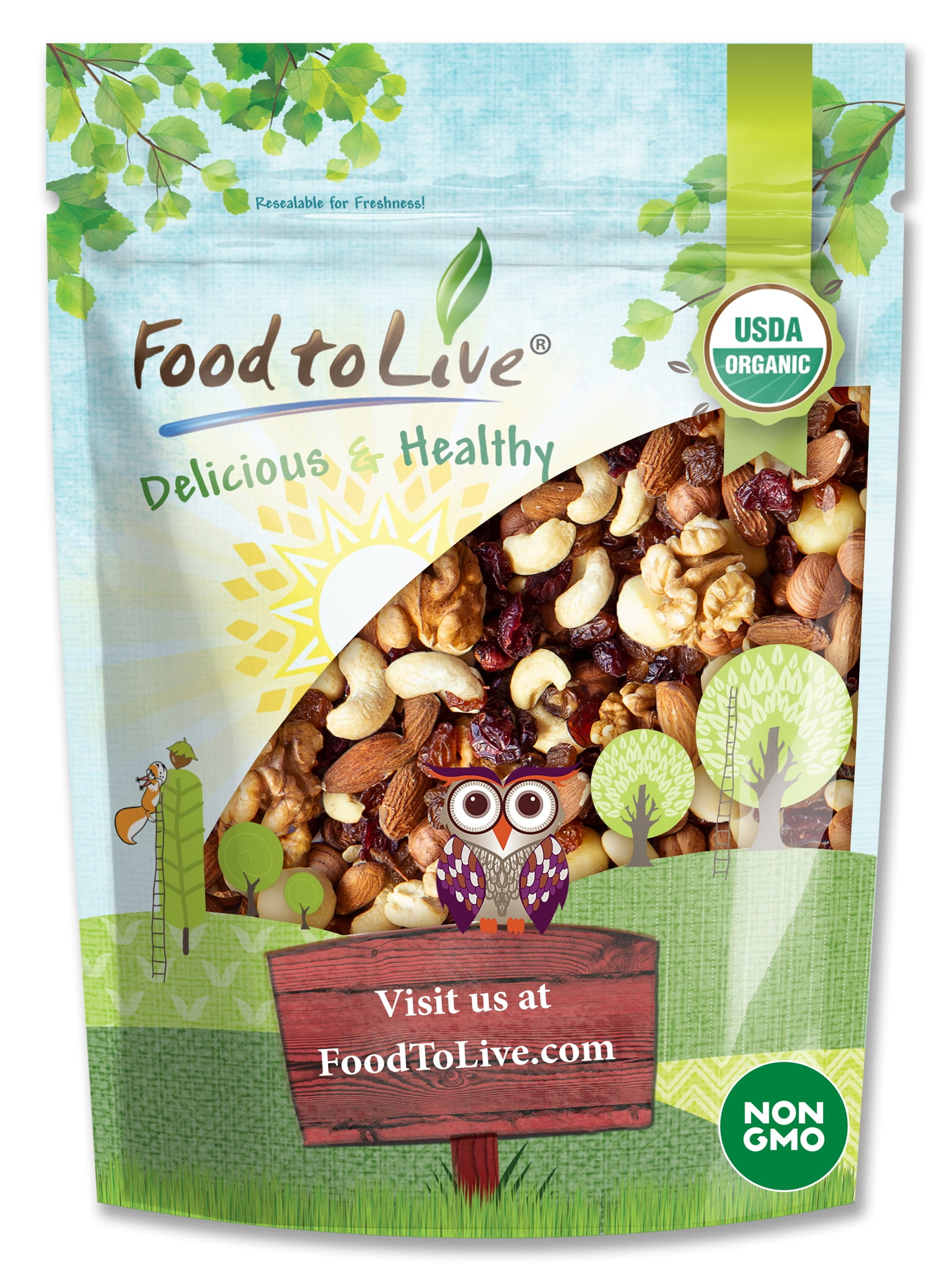 The Magnificent Seven Mix of Raw Organic Nuts and Berries, 2 Pounds — Non-GMO, Raw, Vegan, Kosher — by Food to Live
