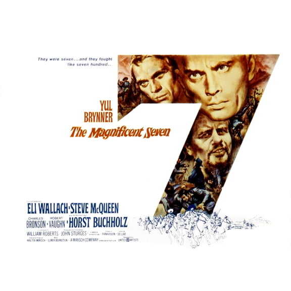 The Magnificent Seven Steve Mcqueen Yul Brynner Eli Wallach 1960 Movie Poster Masterprint (28 x 22)