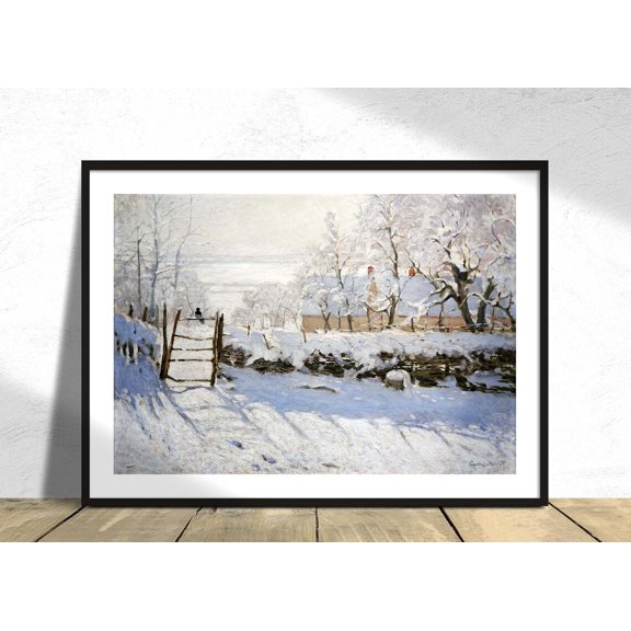 The Magpie Claude Monet Winter Landscape Nature Decor, UNFRAMED Size 24x24