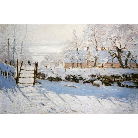 The Magpie by Claude Monet - 12" x 18" Art Print Wall Decor