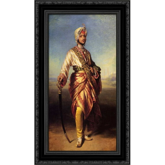 The Maharajah Duleep Singh 16x24 Black Ornate Wood Framed Canvas Art by Winterhalter, Franz Xavier