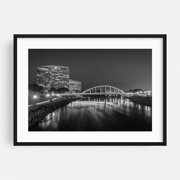 The Main Street Bridge B&W - Columbus Ohio Photography Black Framed Wall Art Print 24 x 36 inches