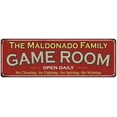 thumbnail image 1 of The Maldonado Family Red Game Room Metal 8x24 Sign 108240038940, 1 of 1